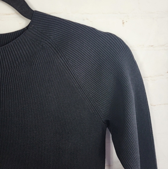 Vince Preppy Fall Ribbed Long Sleeve Sweater Knit Bodycon Midi Dress Black XS - Picture 8 of 12